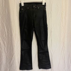 7 For All Mankind High Waisted Black Coated Slim Kick Flare Jeans